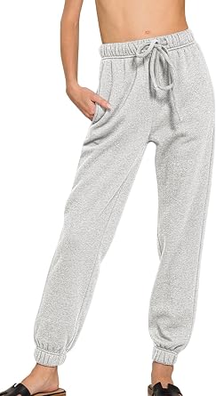 Zenana Womens Fleece Jogger Sweatpants with Pockets