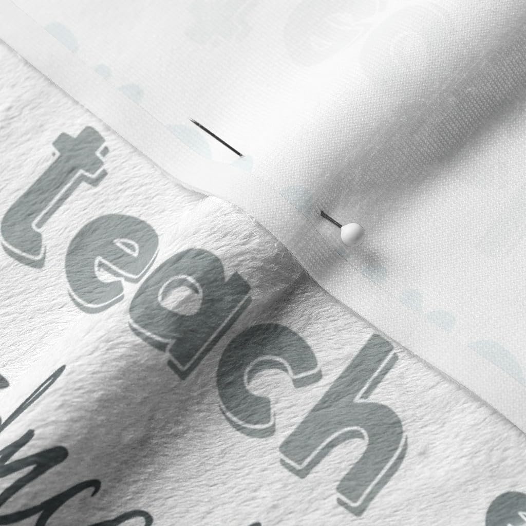 Spoonflower Fabric - Educate Inspire Gray Teal School Typography Education Teacher Mentor Printed on Minky Fabric by The Yard - Sewing Baby Blankets Quilt Backing Plush