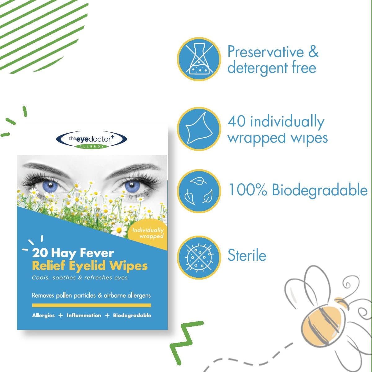 The Eye Doctor Allergy Relief Pack, Reusable Cold Eye Compress & 40x Single Use Eye Wipes for Allergy & Hayfever - Image 5