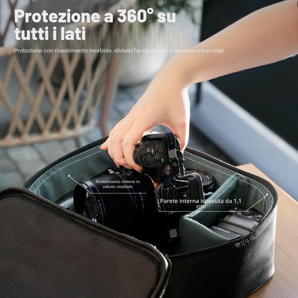 AMBITFUL Borsa da trasporto Zoom P7 per dispositivi fotografici di grande capacità, custodia multifunzione per mini drone e altri accessori, con spugne spesse e strato interno a rete, Nero, m
