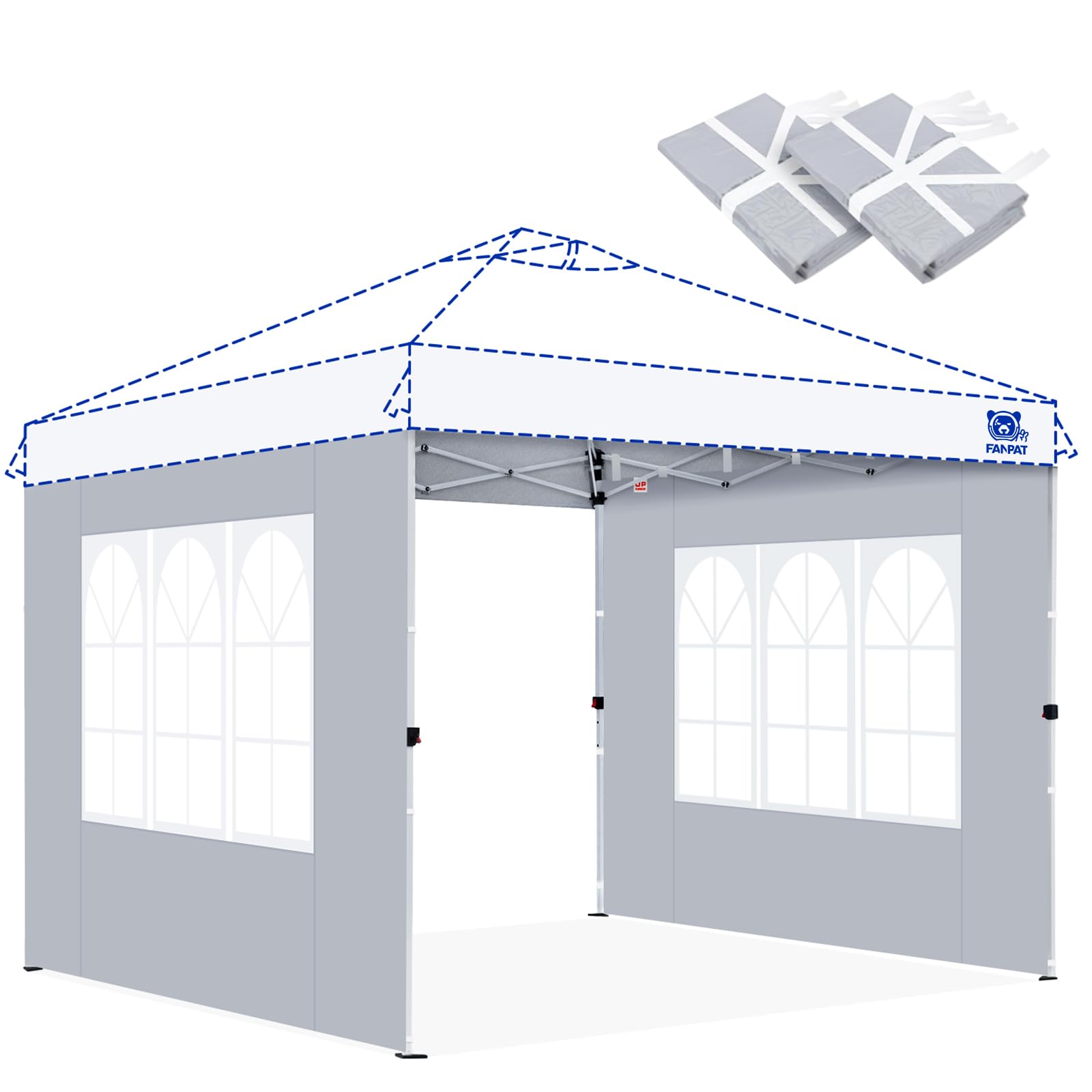 Photo 1 of ****MEASUREMENTS MAY DIFFER*** FANPAT Church Window 10x10ft Canopy Sidewalls for Pop Up Canopy, Waterproof UV Protection Fabric, Suitable for Outdoor Party, Picnics & Camping, Gray(2pcs Sidewalls Only, NOT Included Frame and Top)