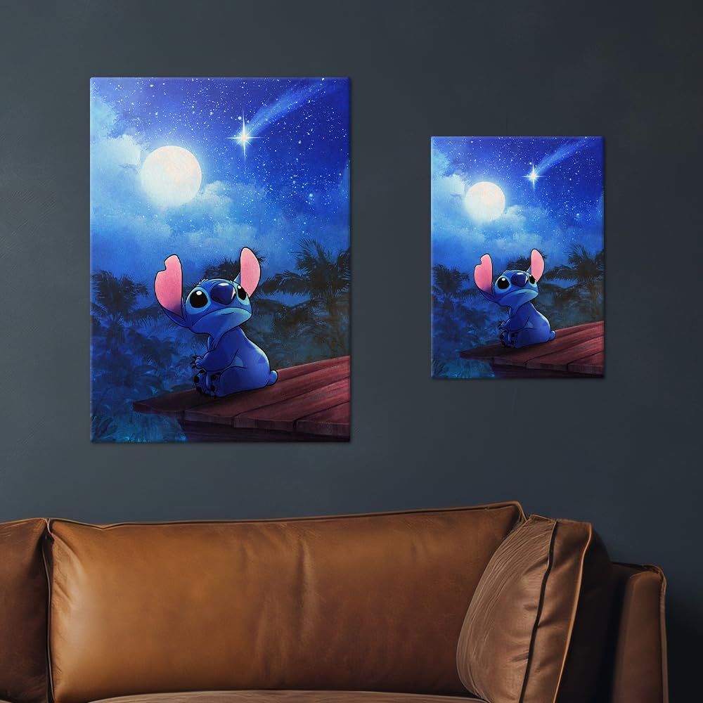 Displate Affiche Métallique Disney Stitch - Hawaii Chill - Stitch Shooting Star - Déco Maison Chambre - Cadeau - Decoration Murale Salon Metal Poster 32 cm x 45 cm