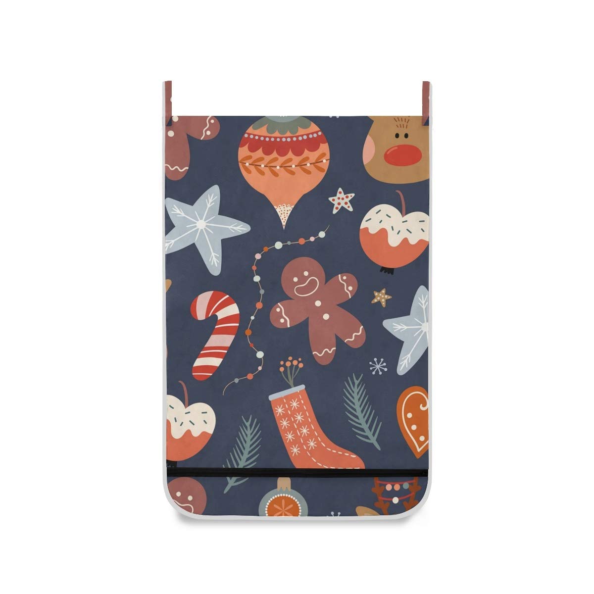 cesto portabiancheria da appendere alla porta, ideale come regalo per Natale, inverno, con renna e ganci in acciaio inox, confezione da 2