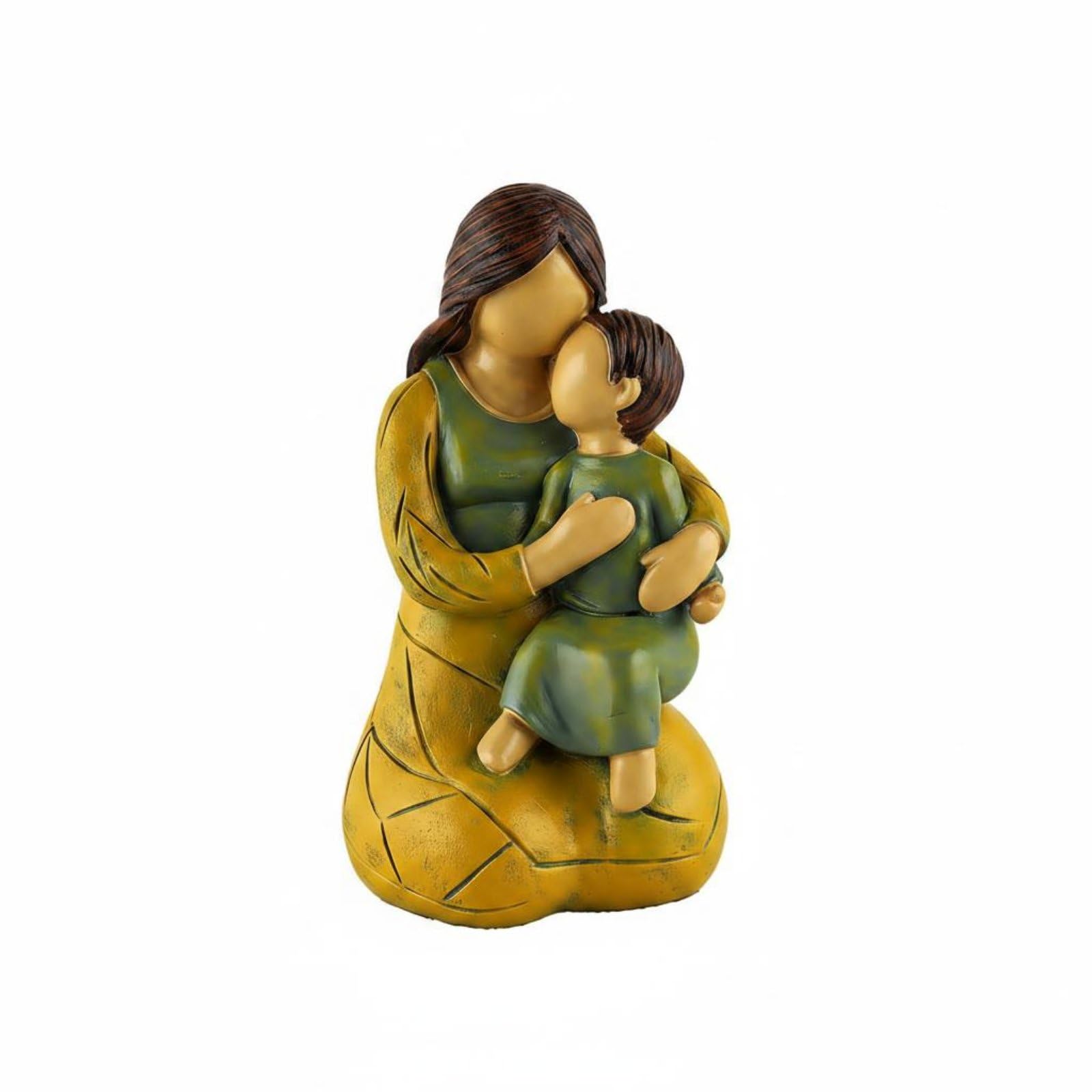 Sculpture famille parent enfant abstraite avec finition peinte haut de gamme de 14cm
