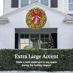 Best choice products 48in large artificial pre lit fir christmas wreath holiday accent decoration for door mantel wred lighted bow 250 led lights 714 pvc tips power plug in  urban country home decor