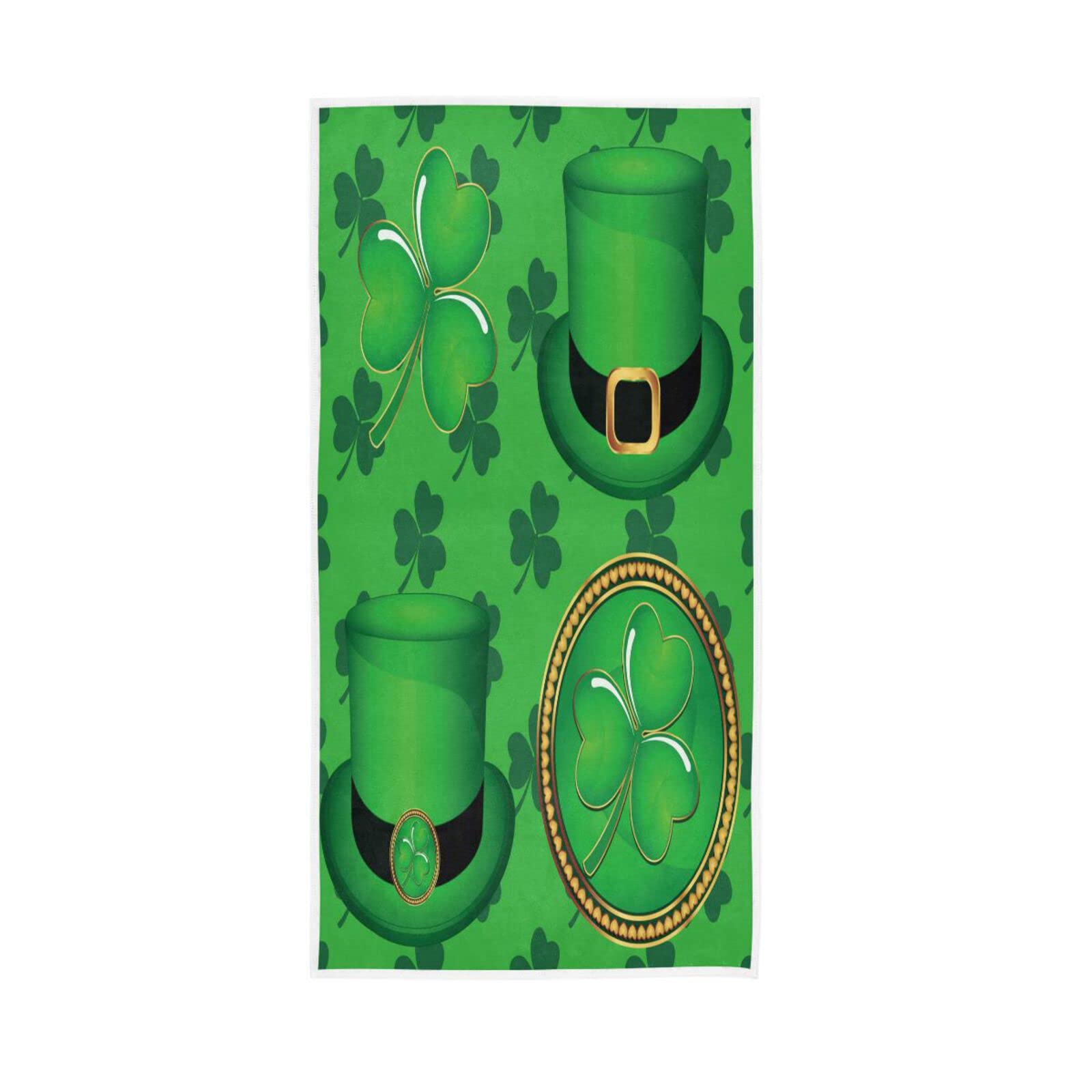 HUYGD Hand Towels Shamrocks Green Lucky Clover St. Patrick's Day Decor Fingertip Soft Face Towel Bathroom Kitchen Towels