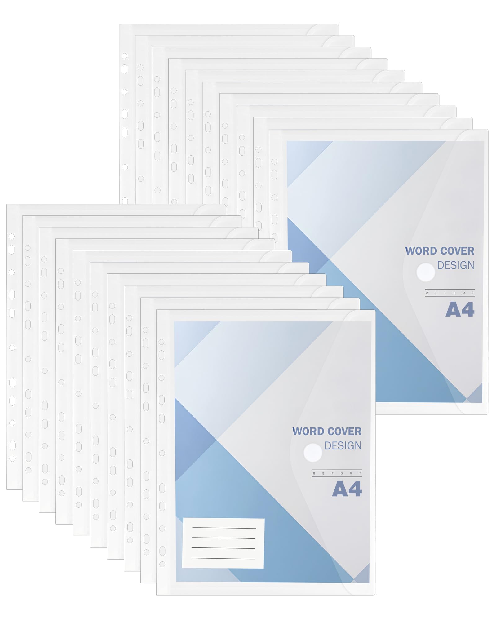 Acual A4 Plastic Wallets 20 PCS Folders Waterproof Plastic Wallet with Button Storage for School, Office, Home, Travel (Transparent)