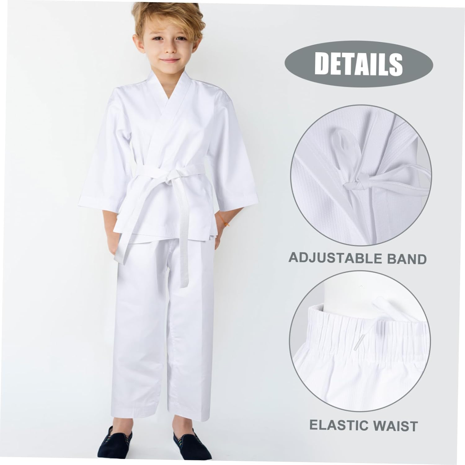 NOLITOY 1 Set Karate Sparring Gear Martial Arts Uniform for Men Teens Training Costume Elastic Waist Belt