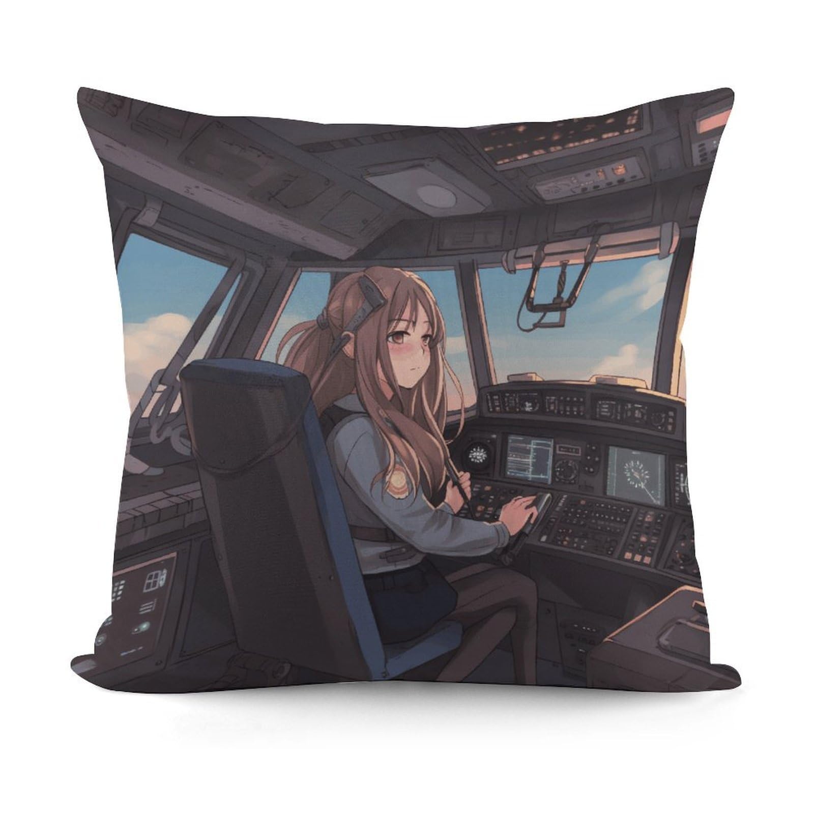 VstaDank Airplane Cockpit Throw Pillow Covers 18x18 Inch Soft Couch Home Decor Cushion Cover Comfortable Plush Square Cushion Case Farmhouse Decorative Pillowcase for Living Couch