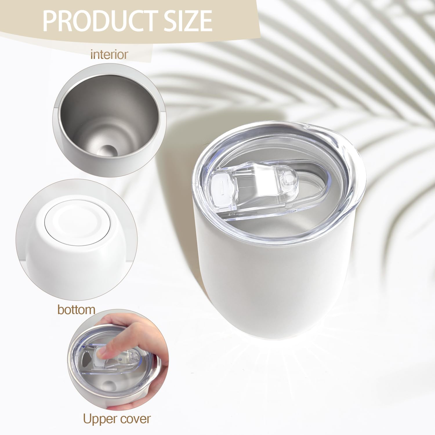 YOUKE OLA Paquete de 18 vasos de vino de acero inoxidable con tapa, vaso de vino aislado de 12 onzas, sin tallo, vaso de vino de doble pared al vacío, vaso de café a granel para café, vino, cócteles,