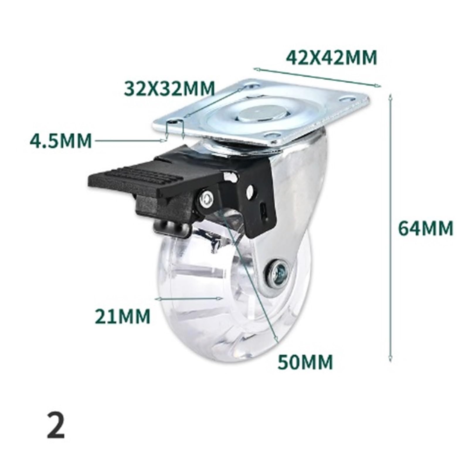 Lenkrollen, 5er-Pack Möbelrollen Transparent, Universell, Kristall-Rad,für Karren, Möbel, Küche
