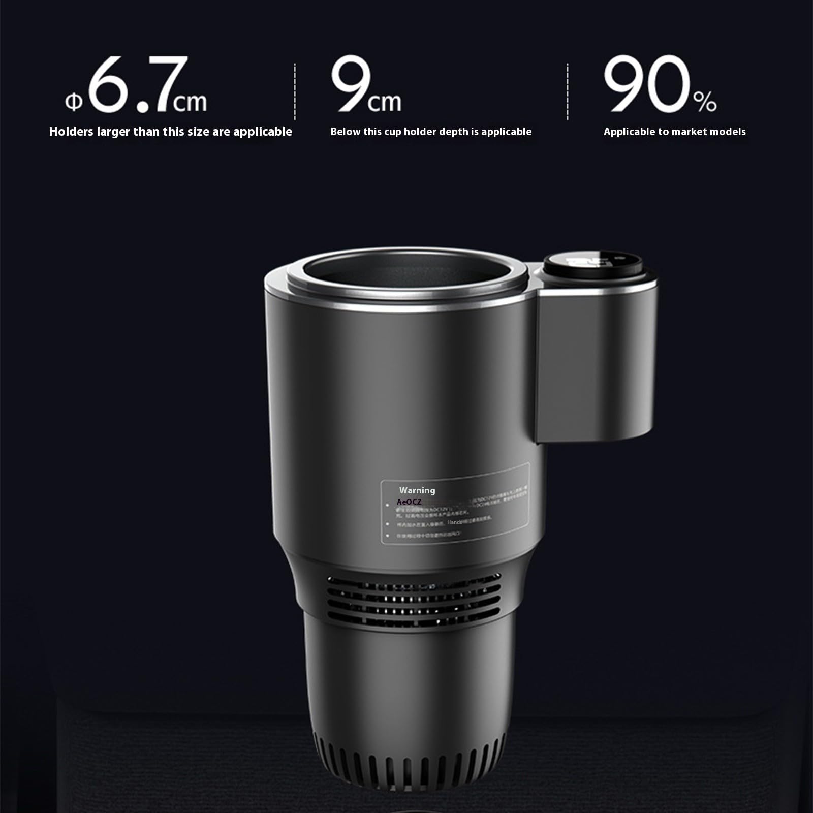 Calentador digital para bebidas de 12 V 36 W para vehículo de viaje, soporte de refrigeración con control táctil, LCD inteligente