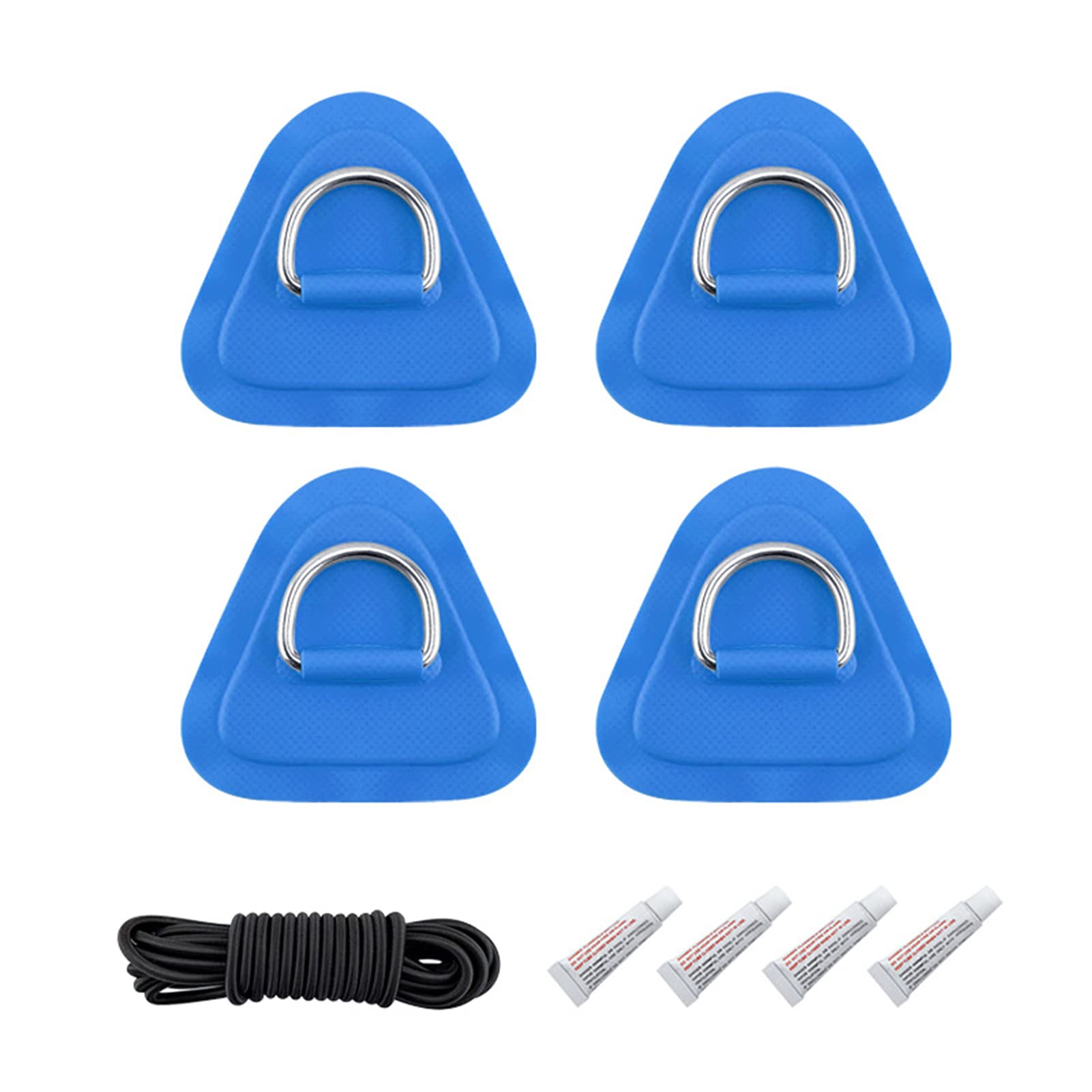 Parches Con Anilla En D De Acero Inoxidable 316 Para Barcos Inflables – Incluye Cuerda Y Pegamento (4 Unidades)
