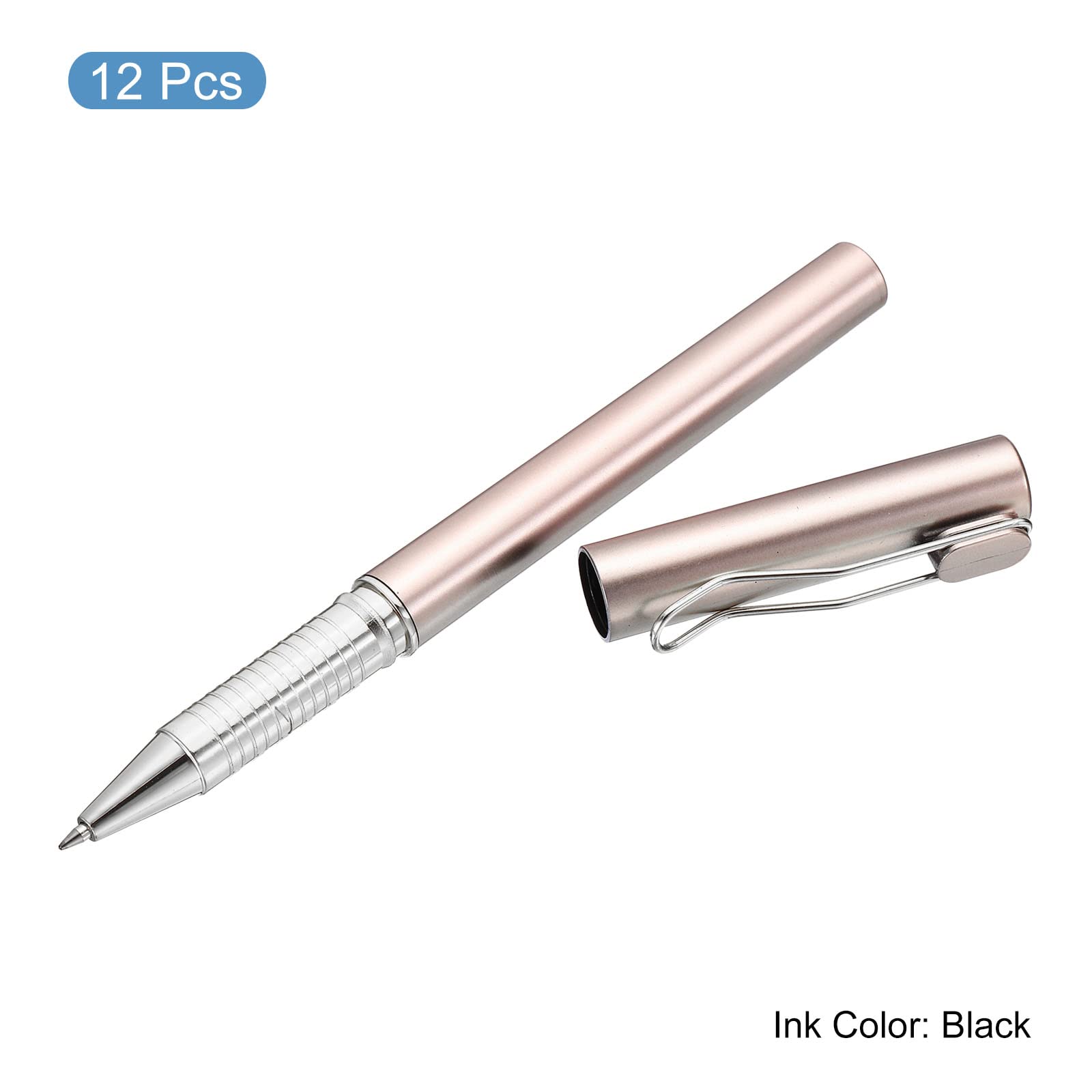 PATIKIL Black Ink Gel Pens, 12 Pack Roller Ball Pens 0.5mm Fine Point Smooth Writing Office Supplies with Silver Cap, Rose Gold - Image 3