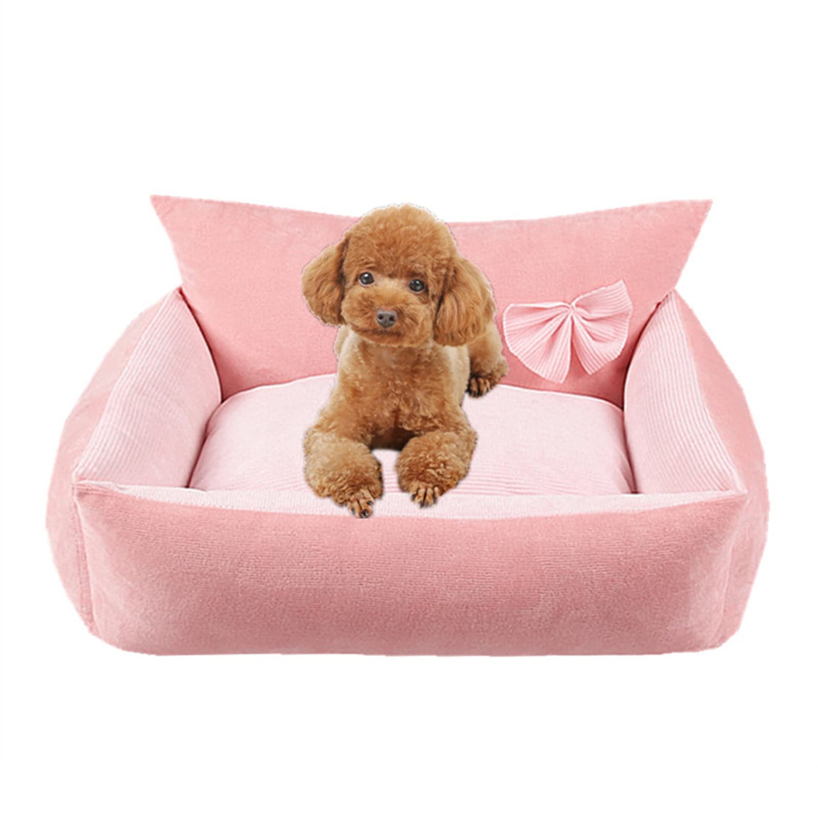 Cama de perro para mascotas, cama de perro pequeña y mediana tamaño, forro impermeable y sofá inferior antideslizante, para perros y gatos (rosa)