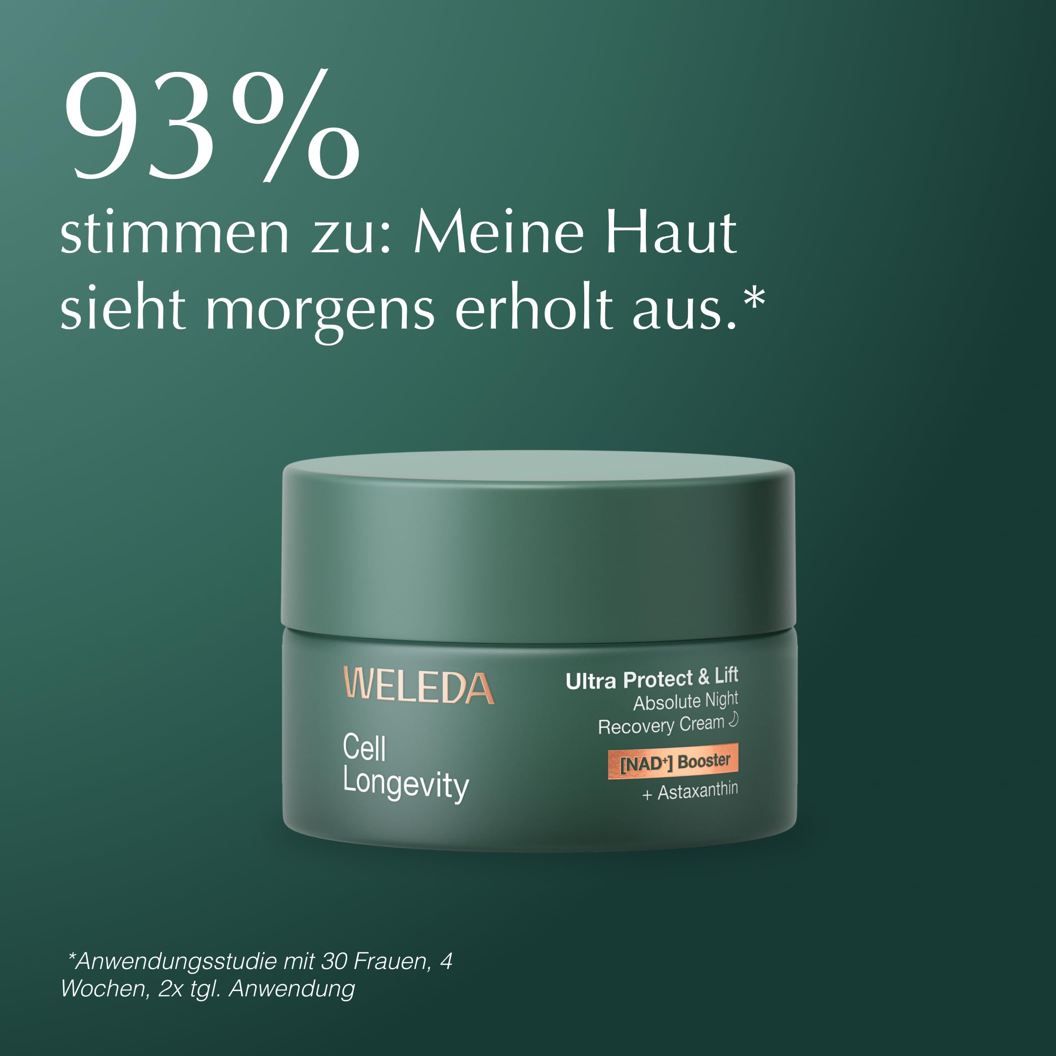 WELEDA Cell Longevity Ultra Protect & Lift Absolute Night Recovery Cream - Nachtpflege Creme mit [NAD⁺] Booster & Astaxanthin schützt vor Hautalterung & strafft (Naturkosmetik, vegan, 50ml)