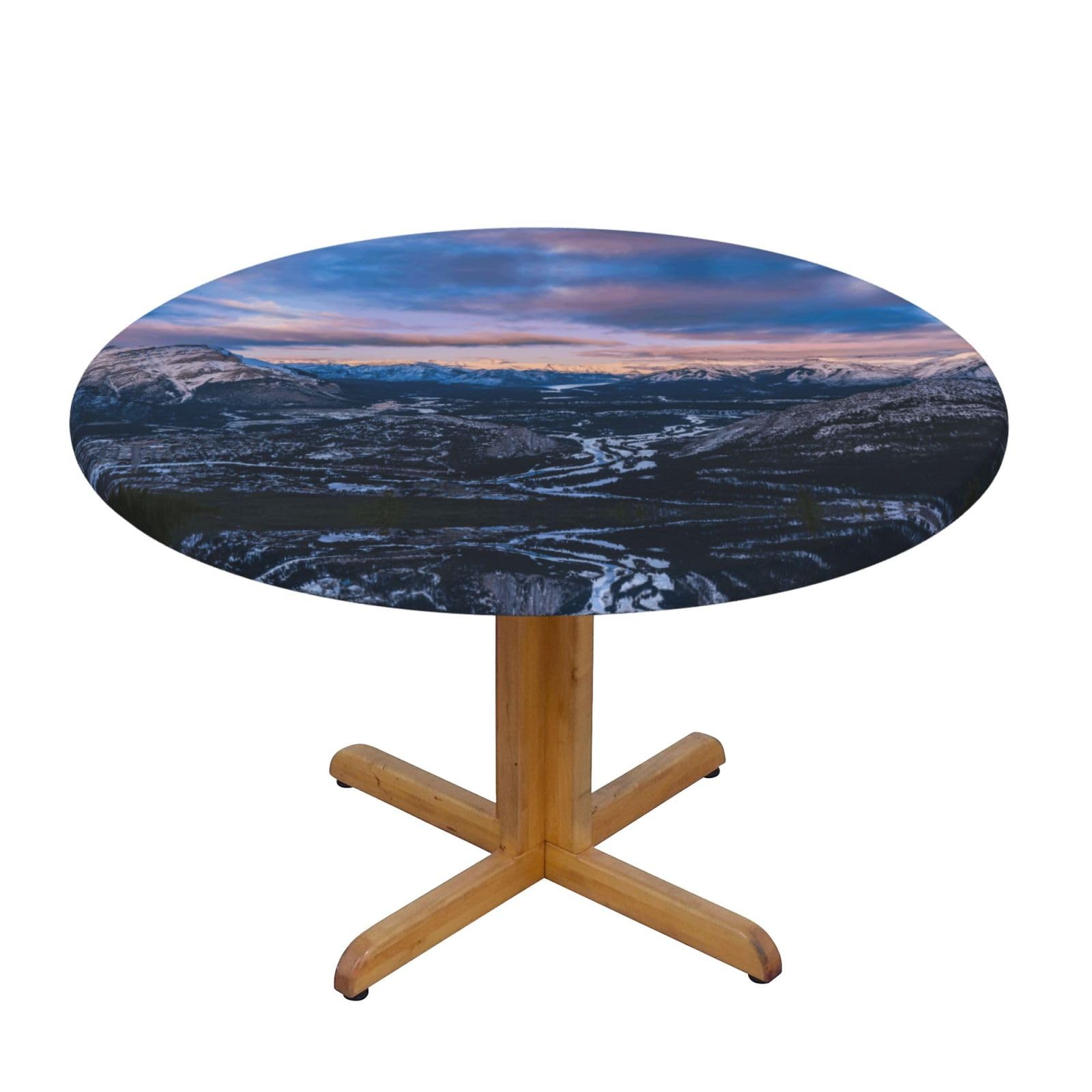 ESNAIUVCD Sunset print Waterproof Round Tablecloth,Outdoor Table Cloth with Elastic Edged, Elastic Tablecloth Wipeable, Garden Table Cloth Suitable for sizes 90cm-140cm