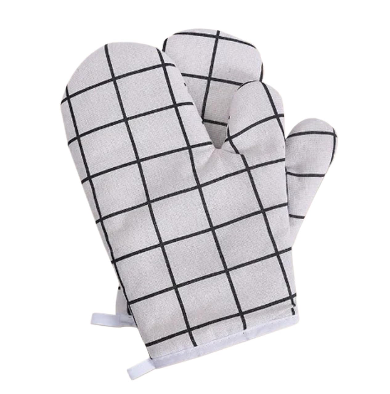 Clarture 2pcs High-Temperature Insulated Oven Mitts - Safe Kitchen Baking Gloves for Cooking and Grilling(White)