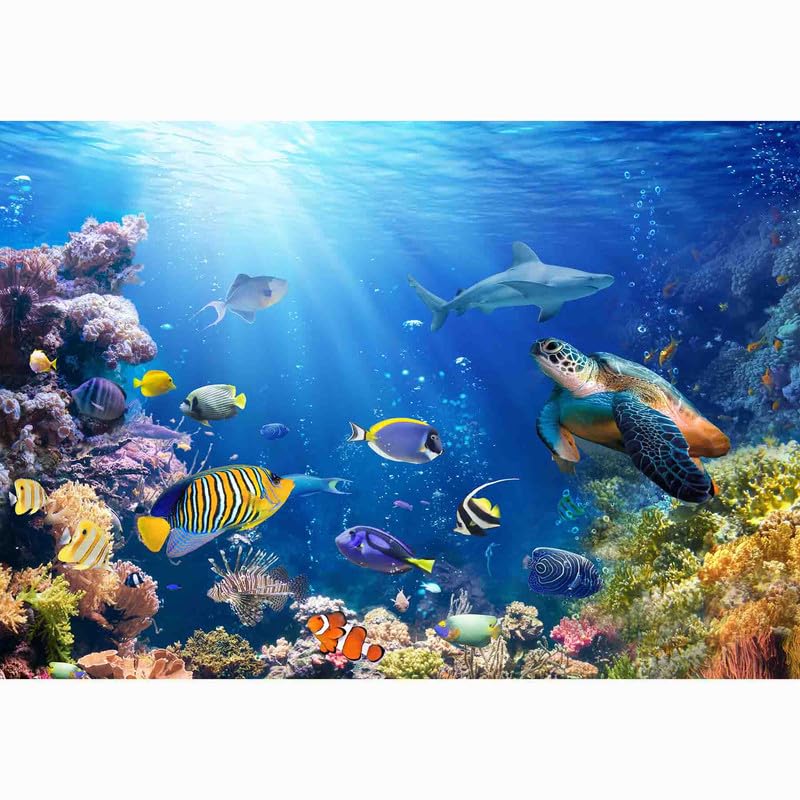 Swepuck 8x6ft Under The Sea Photography Backdrop Ocean Underwater World Background Aquarium Coral Baby Shower Decorations Birthday Party Photo Banner