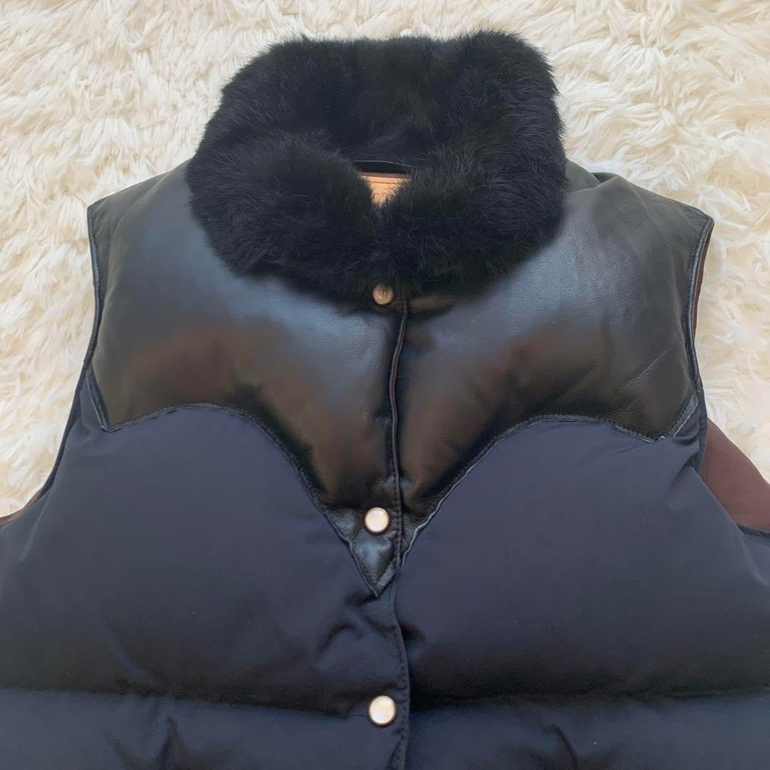 ANCIENT FORESTSヨークダウンベスト リアルファー 本革 黒 リアル