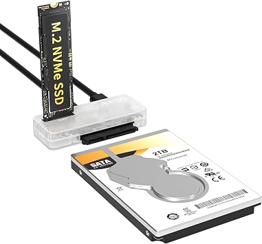 MAIWO NVMe to USB C Adapter, SATA to USB Cable, 10Gbps Tool Free Hard Drive Reader Enclosure for M.2 PCIe NVMe M Key & 2.5 Inch SATA SSD HDD, 5V 3A Power