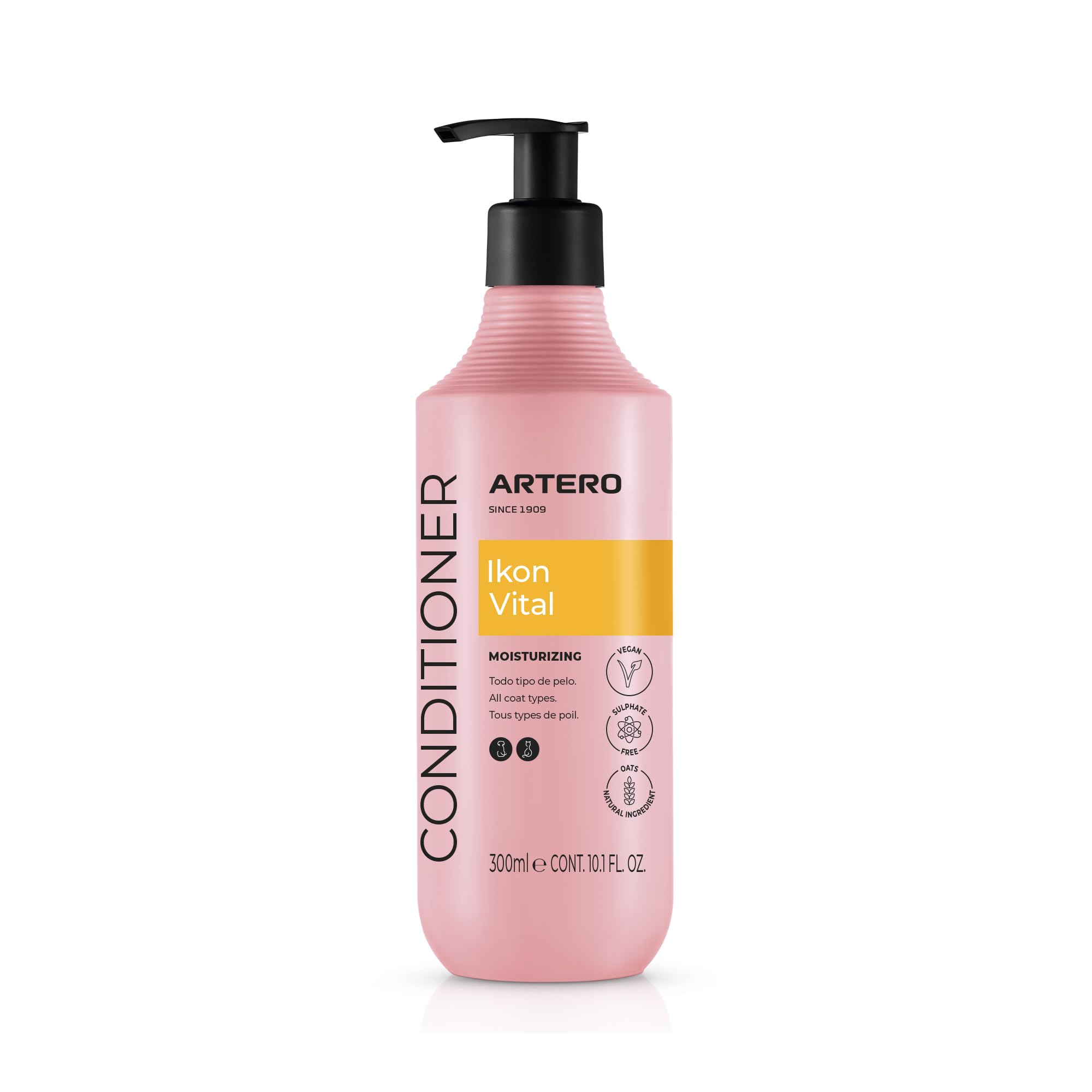 Artero Ikon Vital. Acondicionador para Perros. Hidrata, Suaviza y Protege el Manto. Enriquecido con Avena, Ideal para Pieles sensibles y mantos con Nudos o Tendencia al encrespamiento. (300 ml)