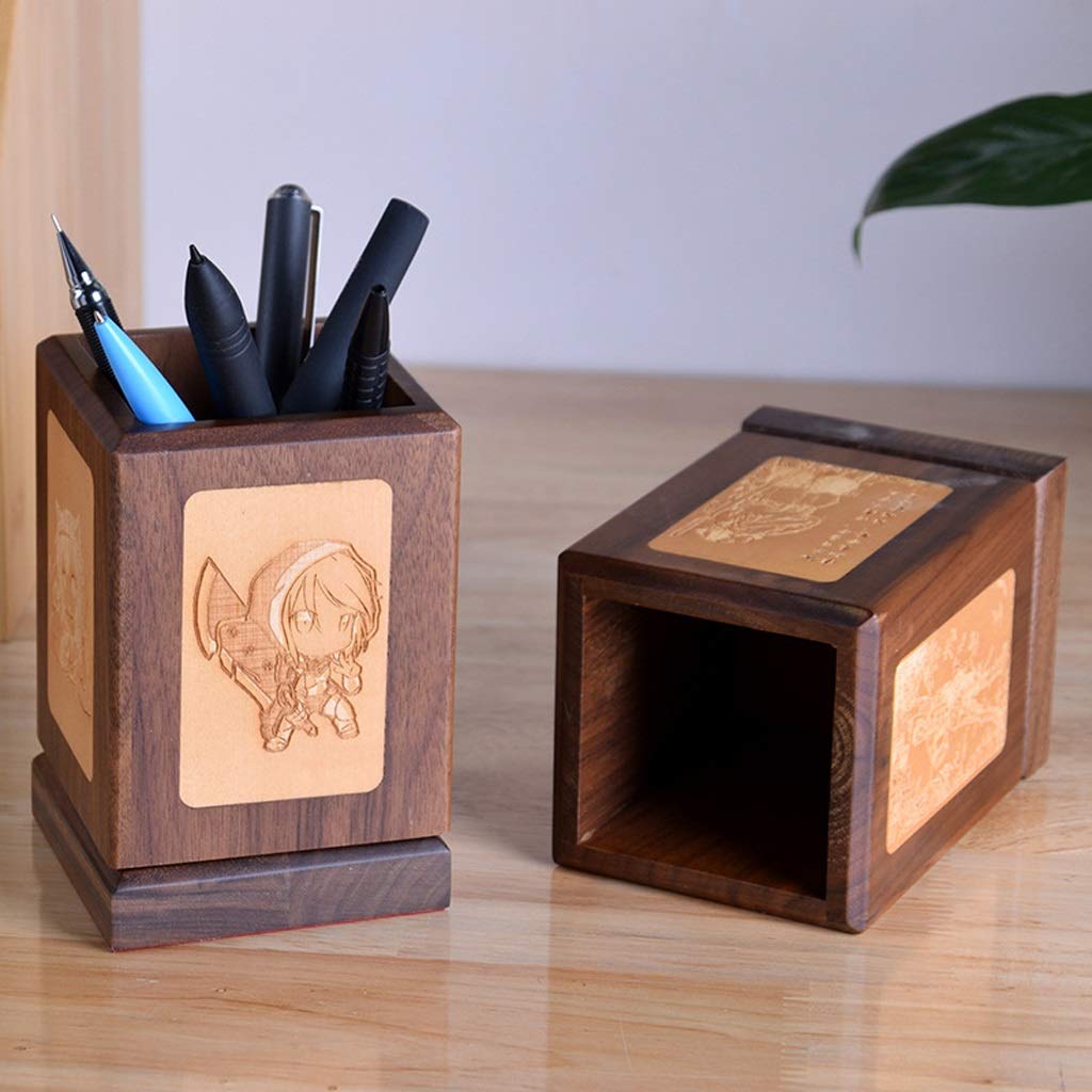 Kreative rotierende Stifthalter Holz Desktop Aufbewahrungsboxen Schreibtisch Bleistift Organizer Büro Sundries Aufbewahrungsschule Schreibwaren Inhaber (Color : Brown, Size : A)