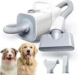 Soprador Silencioso com Aquecimento para Cães e Gatos, 99 Velocidades, Controle de Temperatura, 3 bocais, Secador Soprador Pet Shop Banho e Tosa Rápido e Suave, 2 em 1, 110v - HomerunPET