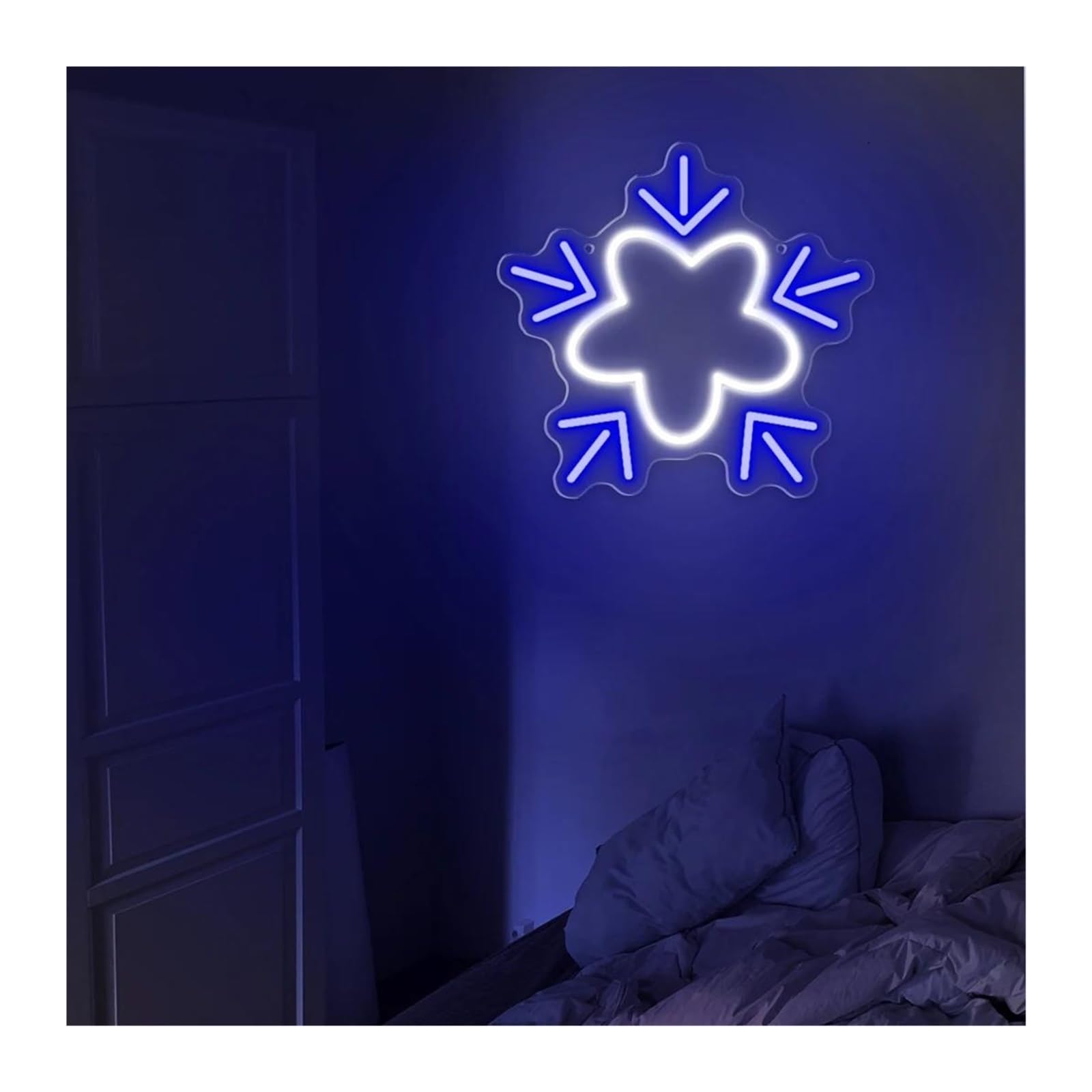 Wiszące neony artystyczne Śnieżynka Neon Light Do Dekoracji Ścian W Domu, Estetyka, Sypialnia, 30x28.3cm