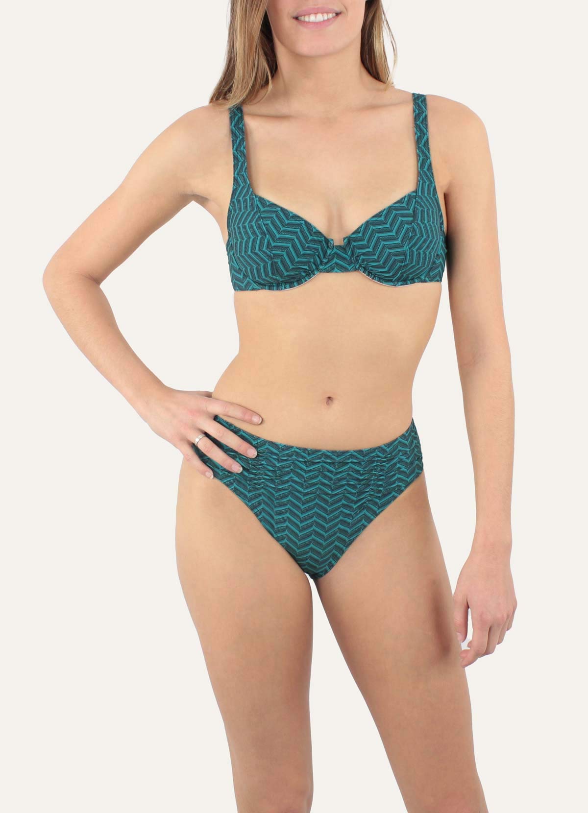 Janine Robin - Haut de Maillot de Bain à Armatures Lagune - Vert - Marque Française - Haute Qualité