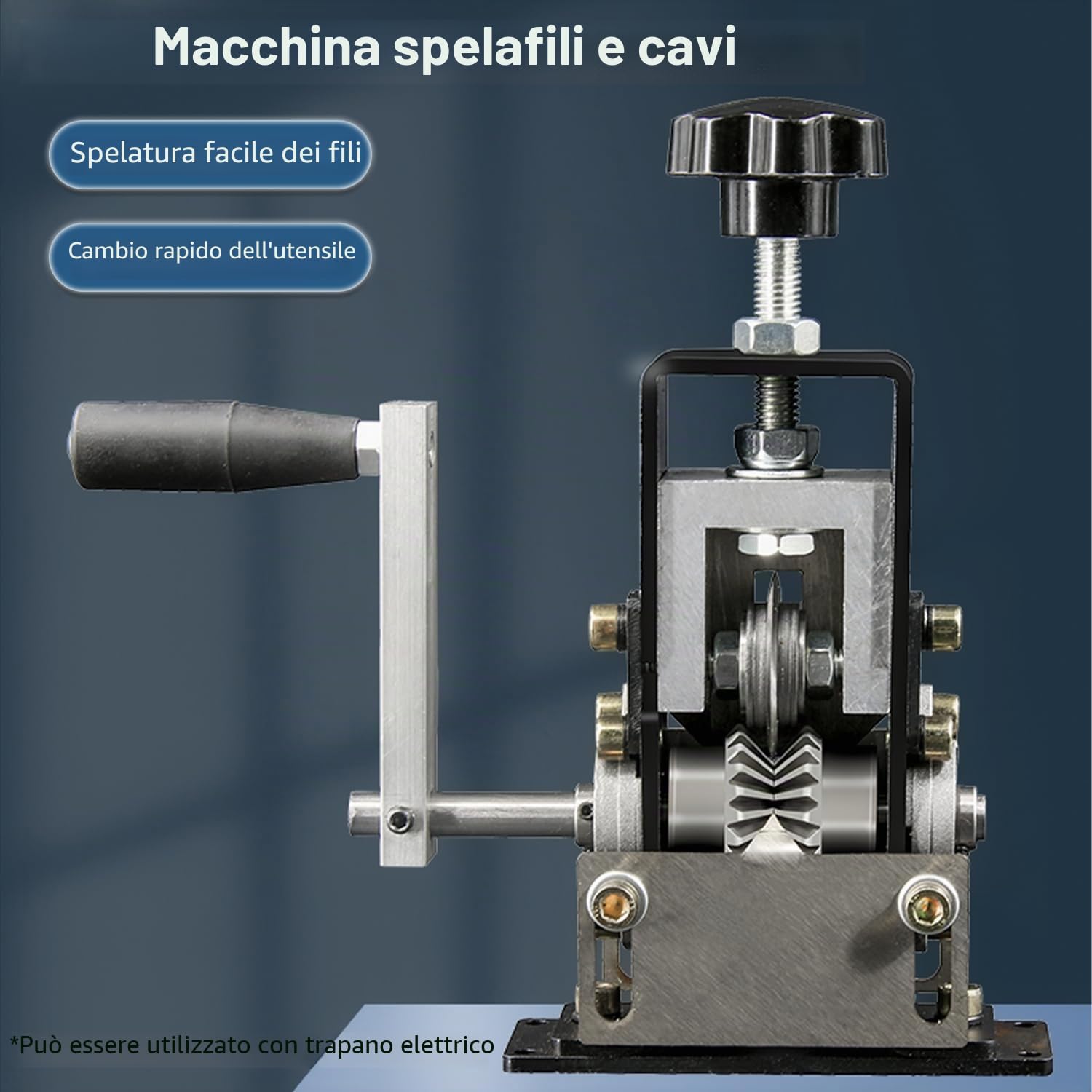 Macchina Spellacavi Elettrici Professionale, Spelacavi Elettrica Manuale, Pinza Spelafili Elettrico Manovella da 1 a 25 mm, Strumento Spellafili, per Riciclaggio dei Rifiuti di Rame Riciclare Filo