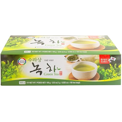 Surasang Té verde coreano, té verde simple y clásico, 100 bolsitas de té