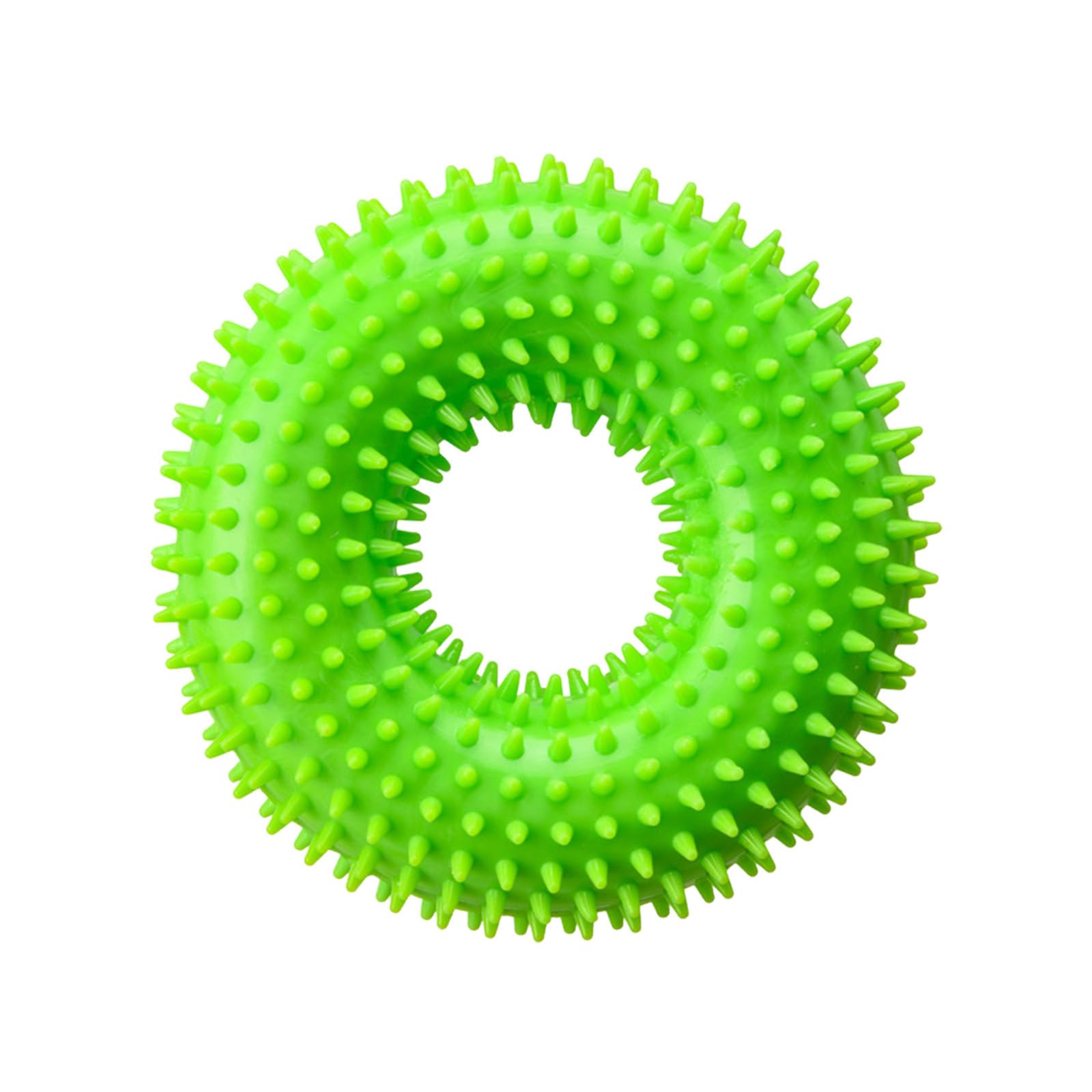 Durable TPR Dog Chew Toy Spiky Ring for Aggressive Chewers Interactive Teeth Cleaning Puppy Teething Indoor Outdoor Pet Play (Green, 13cm)
