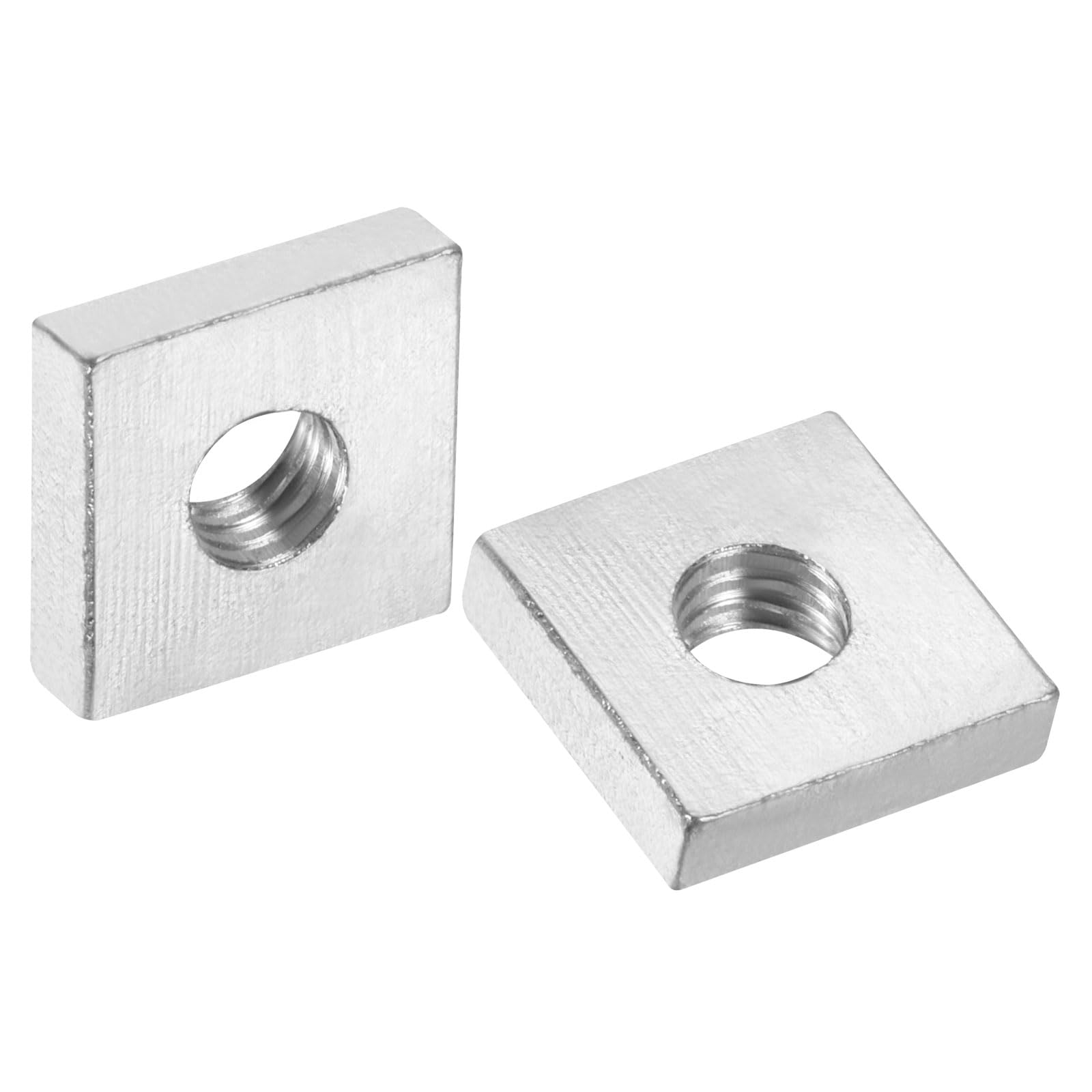 sourcing map 10 dadi quadrati M6 x 14 mm x 4 mm, in acciaio al carbonio zincato, filettatura grossa, dadi di fissaggio per riparazioni domestiche e ingegneria professionale, argento