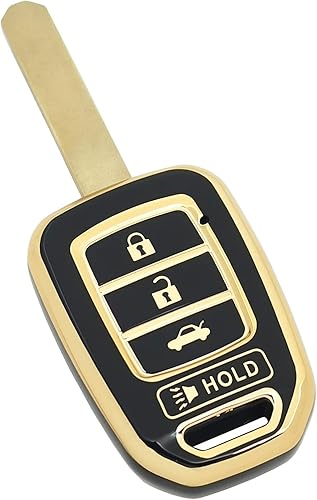 Funda para llavero para Honda Accord Civic CR-V HR-V, protector de piel, accesorios de funda de entrada sin llave (negro)