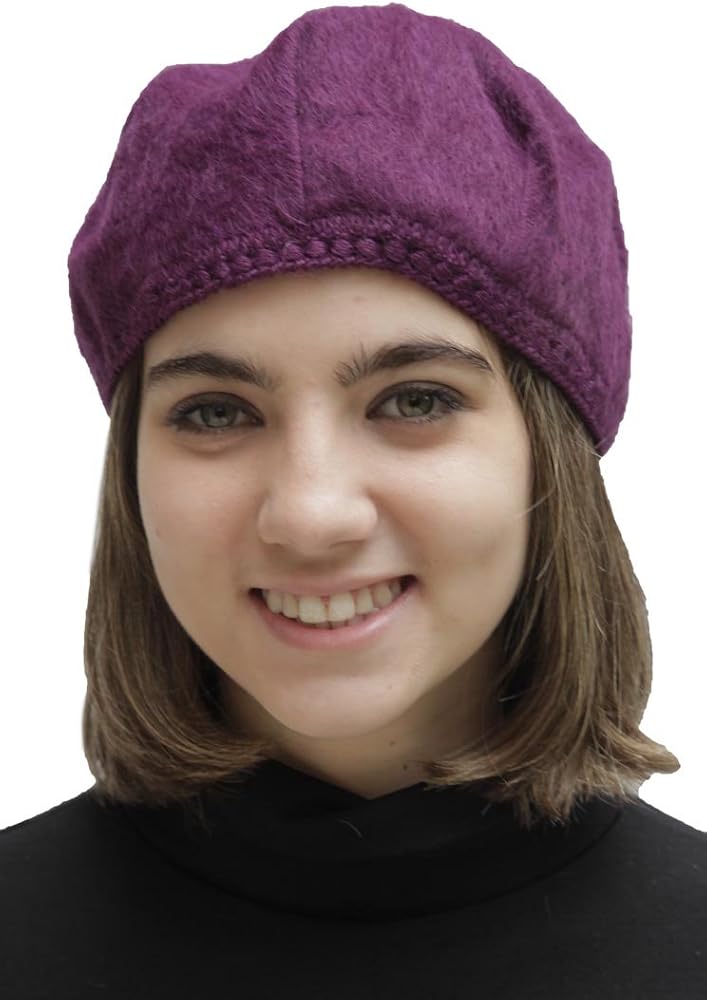 Soft Alpaca Wool Woven French Beret Cap Hat (Plum) at Amazon  display picture 2