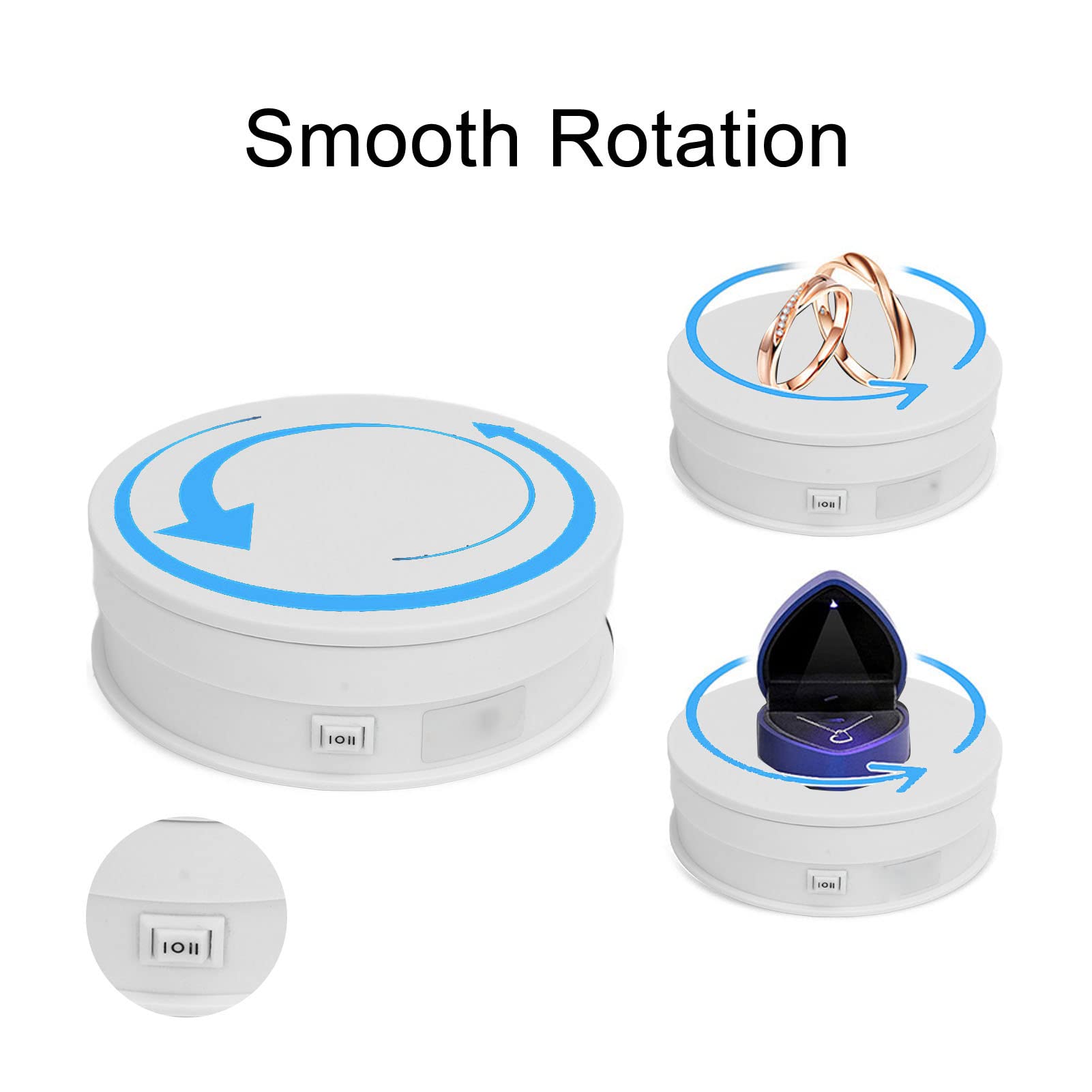 Display Rotante Motorizzato, Espositore per Giradischi Rotante Elettrico da 5,9 Pollici a 360 Gradi con Telecomando per Prodotti e Spettacoli Fotografici (Bianco)