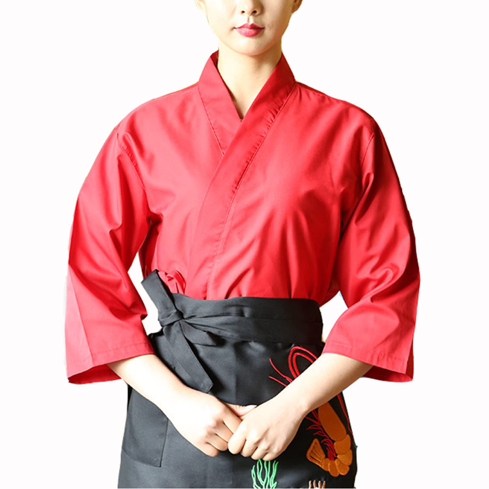 Veste de chef pour cuisine haut uniforme professionnel rouge M