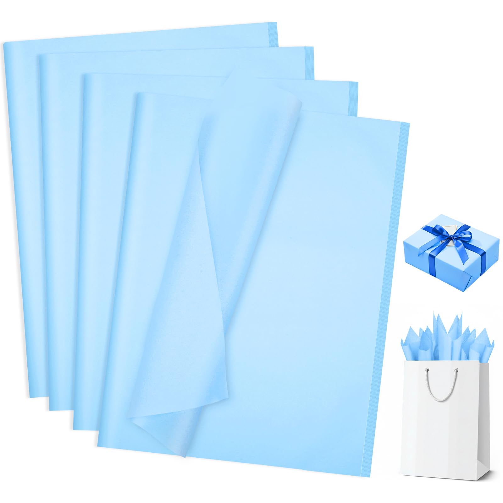 woric 160 Sheets Light Blue Tissue Paper for Gift Bags 20 X 14 Inches