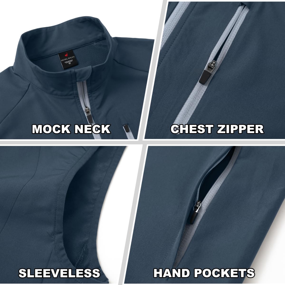 Rouen Mens Vests Outerwear Performance Lightweight Sleeveless Jacket Windproof Softshell Vests Sports Golf Vest for Men - Image 5