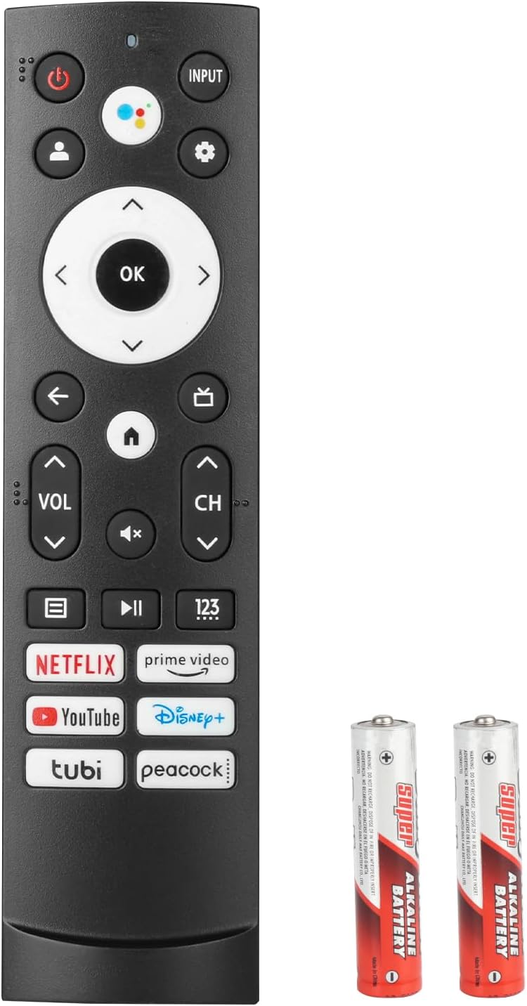 ERF3M90H Voice Remote Control Compatible with Hisense LED 4K Smart TV 43A6H 43A65H 43A68H 50A6H 50A65H 50A68H 50U6H 55U75H Replacement Controller with Netflix PrimeVideo YouTube Keys with Batteries