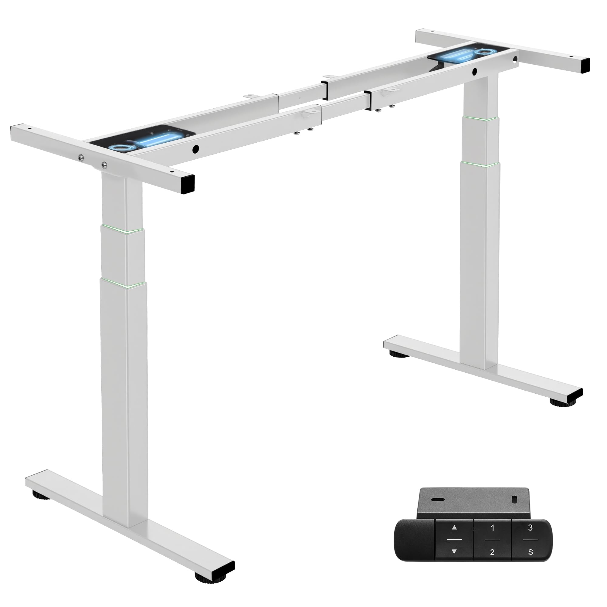 TOPSKY Dual Motor 3-Stage Standing Desk Frame, Electric Height Adjustable Sit Stand Desk Base, Heavy Duty 300 lb Capacity, Fits up to 80” Table Tops, White Frame Only
