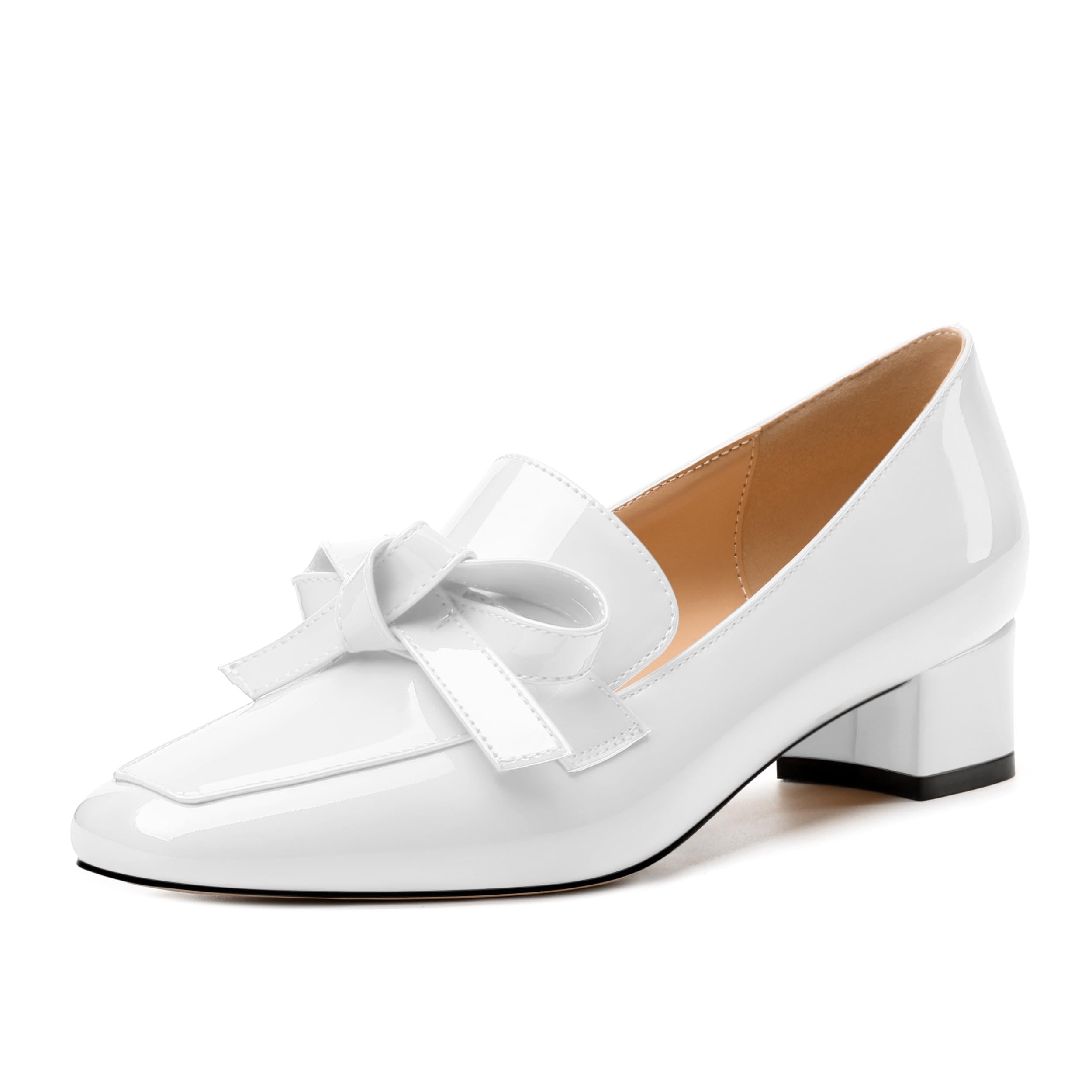 Womens Loafer with Heel, Comfortable Chunky Heels for Women, Loafers Shoes with Bowknot Womens Bunion Dress Shoes