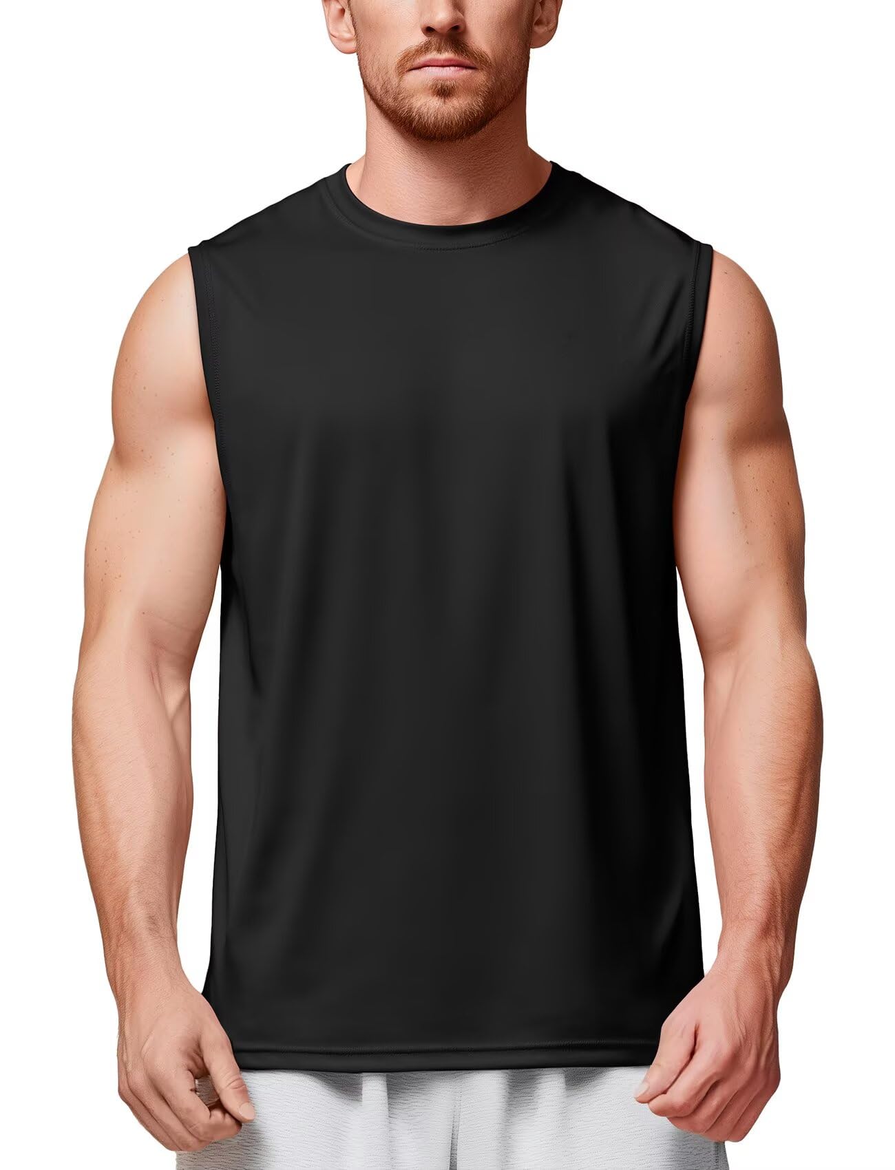 Zengjo Mens Sleeveless Sports T Shirts Moisture Wicking Vest Tops for Men, Black, M