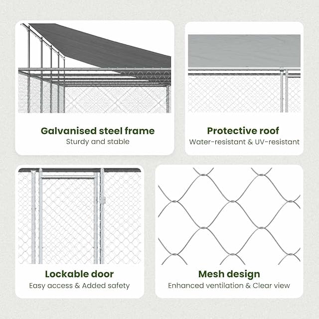 Foto 6 de 8 de vidaXL Jaula de Perros Techo y Puertas Acero galvanizado Gris 6x2x2 m