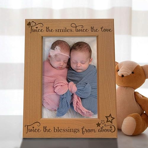 Miniatura 21 de KATE POSH - Dos veces las sonrisas, dos veces el amor, dos veces las bendiciones de arriba - Marco de fotos grabado de madera natural - Marco