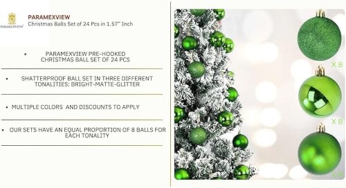 Miniatura 3 de PARAMEXVIEW  Juego de 24 bolas de Navidad de 1.57 pulgadas para colgar en el árbol de Navidad de 1.57 pulgadas, adornos decorativos inastillables,