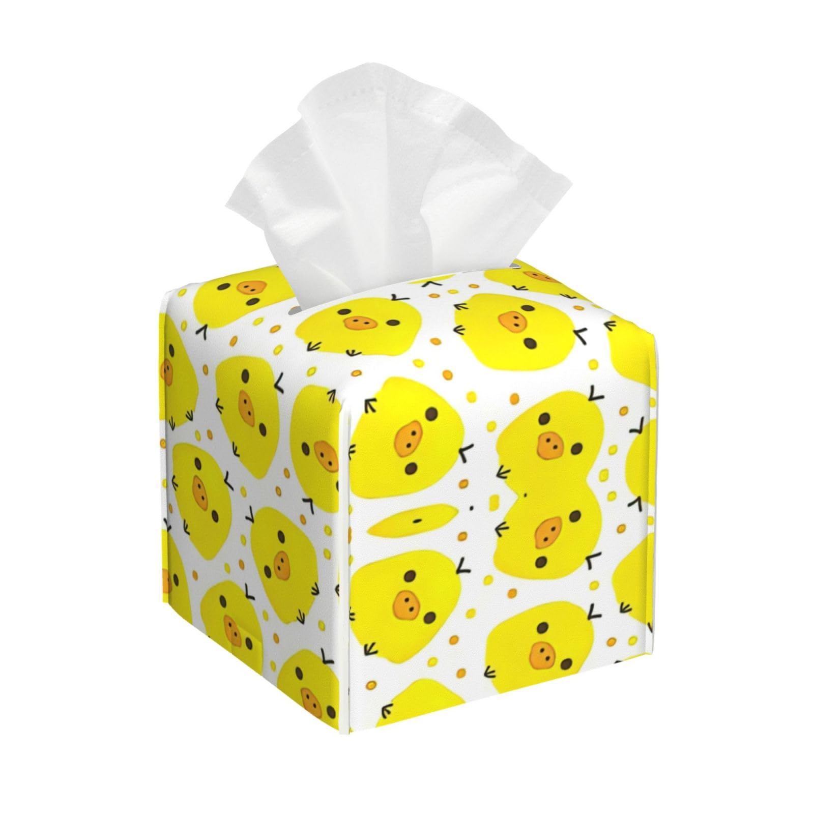 Yellow Chicken Leather Tissue Box Cover â€ Concealing Tissue Holder for Toilet, Living Room, Table Desk, Office, Car