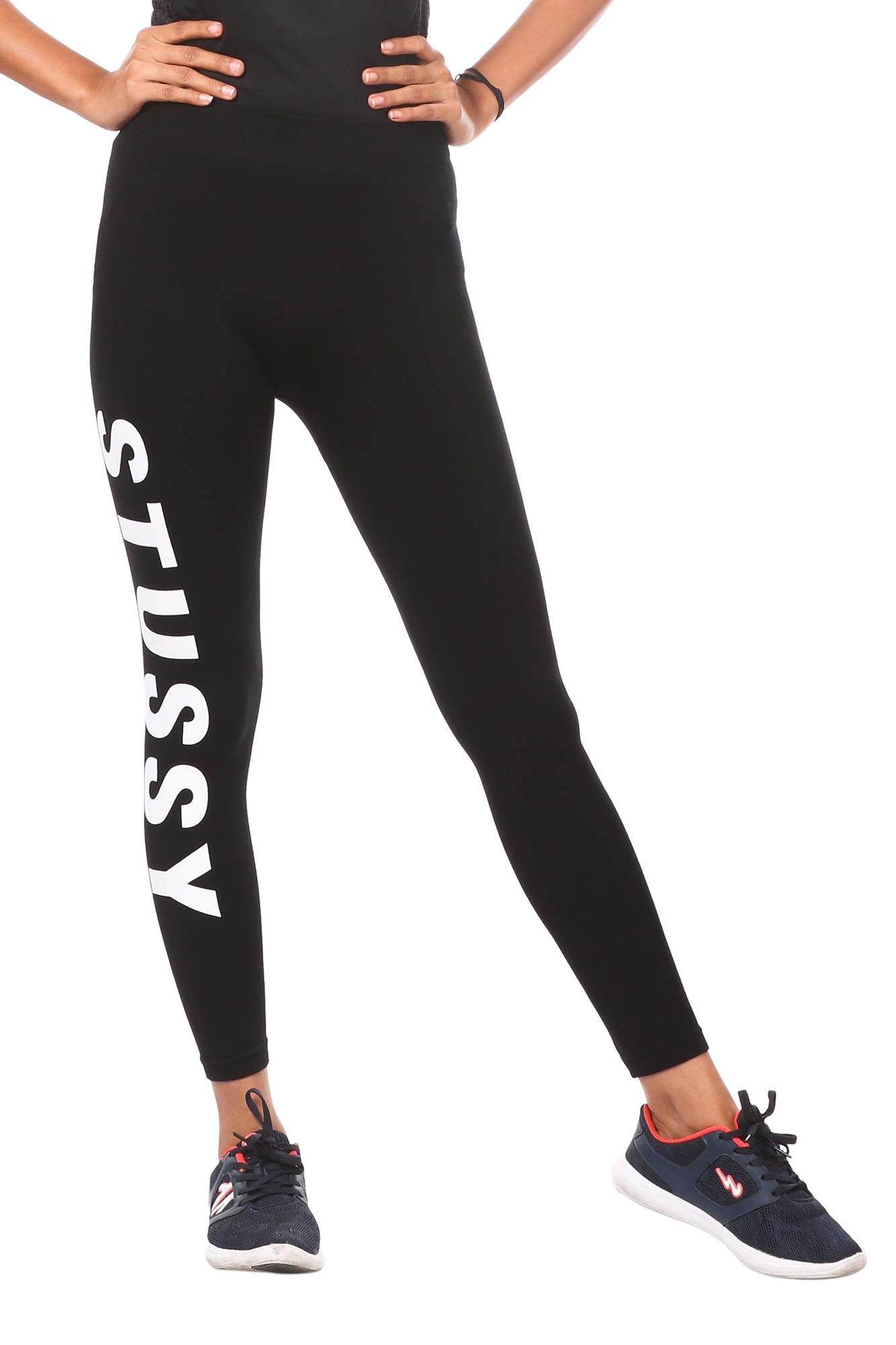 Fit N Yousports Black Stussy Printed Track Pant For Ladies