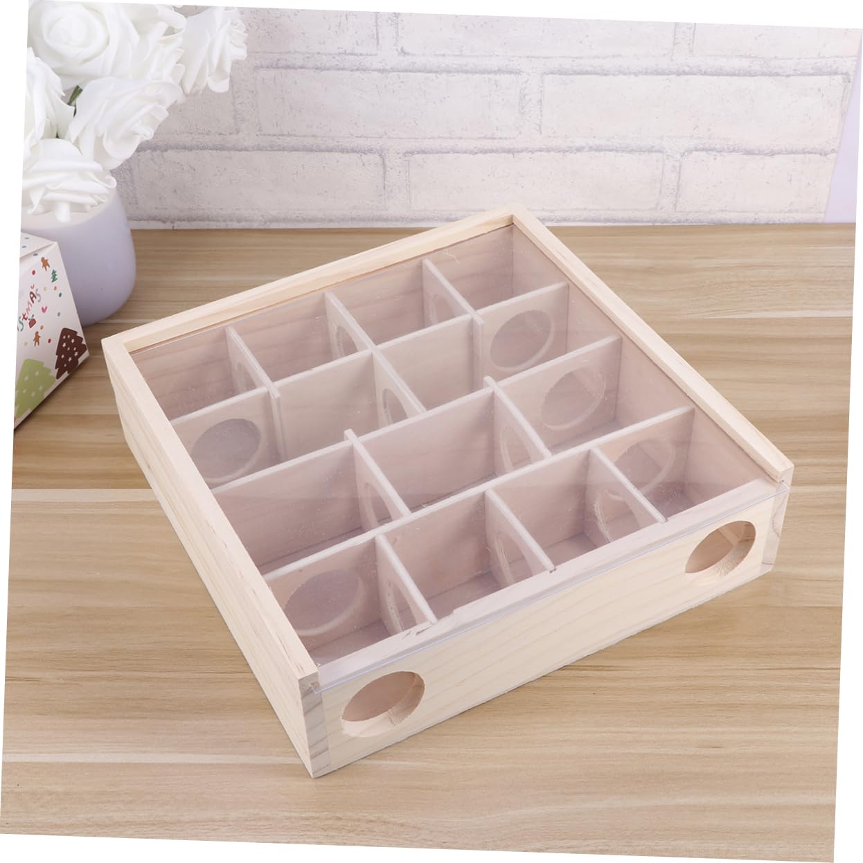 Toyvian Holzlabyrinth Mit Glasabdeckung Für Kleine Haustiere Aktivitätsspielzeug Aus Natürlichem Holzmaterial Für Hamster Kleinnager Maus Labyrinthtunnel Für Kleine Tiere